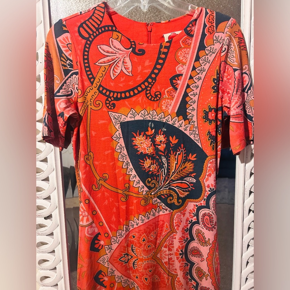 FARM Rio Orange and Blue Patterned Midi Dress - Picture 4 of 13